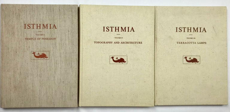 Item #M4408 Isthmia: Excavations by the University of Chicago under the Auspices of the American School of Classical Studies at Athens. Volume I: Temple of Poseidon. Volume II: Topography and Architecture. Volume III: Terracotta lamps. BRONEER Oscar.[newline]M4408.jpeg
