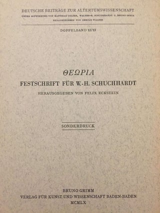 Item #M4421 Festschrift für W.H. Schuchhardt: Herakles, Orpheus und die Musen. SCHUCHHARDT W. H....