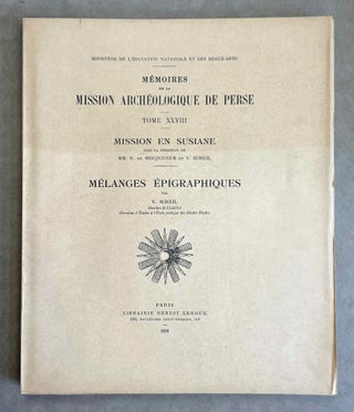 Item #M4470a Mission en Susiane. Mélanges épigraphiques. SCHEIL Jean-Vincent