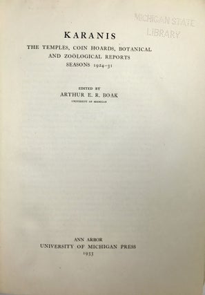Karanis. The Temples, Coin Hoards, Botanical and Zoological Reports, Seasons 1924-31