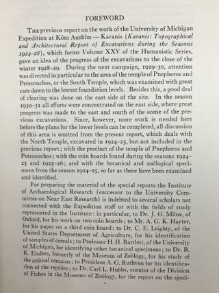 Karanis. The Temples, Coin Hoards, Botanical and Zoological Reports, Seasons 1924-31