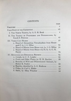 Karanis. The Temples, Coin Hoards, Botanical and Zoological Reports, Seasons 1924-31