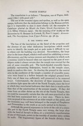 Karanis. The Temples, Coin Hoards, Botanical and Zoological Reports, Seasons 1924-31
