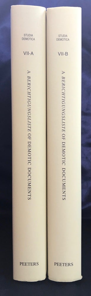 Item #M4575 A Berichtigungsliste of Demotic Documents. A. Papyrus Editions B. Ostrakon Edition and Various Publications (complete set). DEN BRINKER A. A. - MUHS B. P. - VLEEMINGS S. P.[newline]M4575.jpg