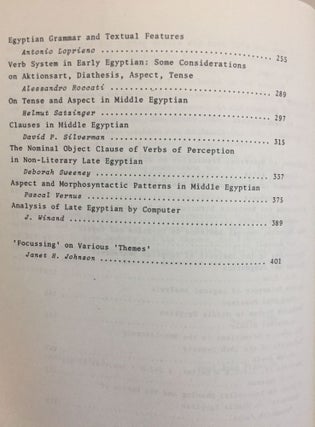 Crossroad. Chaos or the beginning of a new paradigm: papers from the Conference on Egyptian Grammar, Helsingor, 28-30 May 1986.