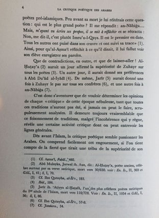 La critique poétique des Arabes, jusqu'au Ve siècle de l'Hégire (Xie siècle de J.C.)