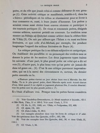 La critique poétique des Arabes, jusqu'au Ve siècle de l'Hégire (Xie siècle de J.C.)