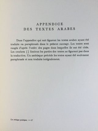 La critique poétique des Arabes, jusqu'au Ve siècle de l'Hégire (Xie siècle de J.C.)