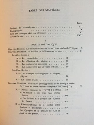 La critique poétique des Arabes, jusqu'au Ve siècle de l'Hégire (Xie siècle de J.C.)