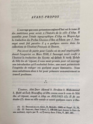 Matériaux pour servir à l'histoire de la ville d'Alep. Tome II: Les Trésors d'Or de Sibt ibn al-Ajami