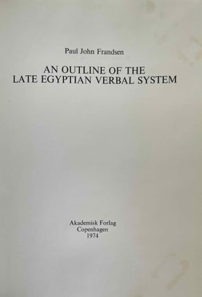 An Outline of the Late Egyptian Verbal System