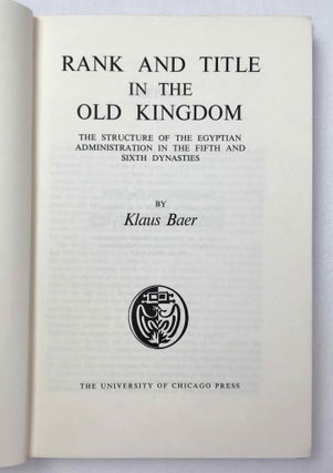 Rank and Title in the Old Kingdom