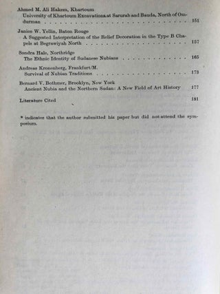 Africa in Antiquity. The Arts of Ancient Nubia and the Sudan. Proceedings of the Symposium Held in Conjunction with the Exhibition, Brooklyn, September 29- October 1, 1978