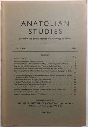 Anatolian Studies. Journal of the British Institute of Archaeology at Ankara. Volumes 17 to 27 (1967-1977).[newline]M4665-12.jpg