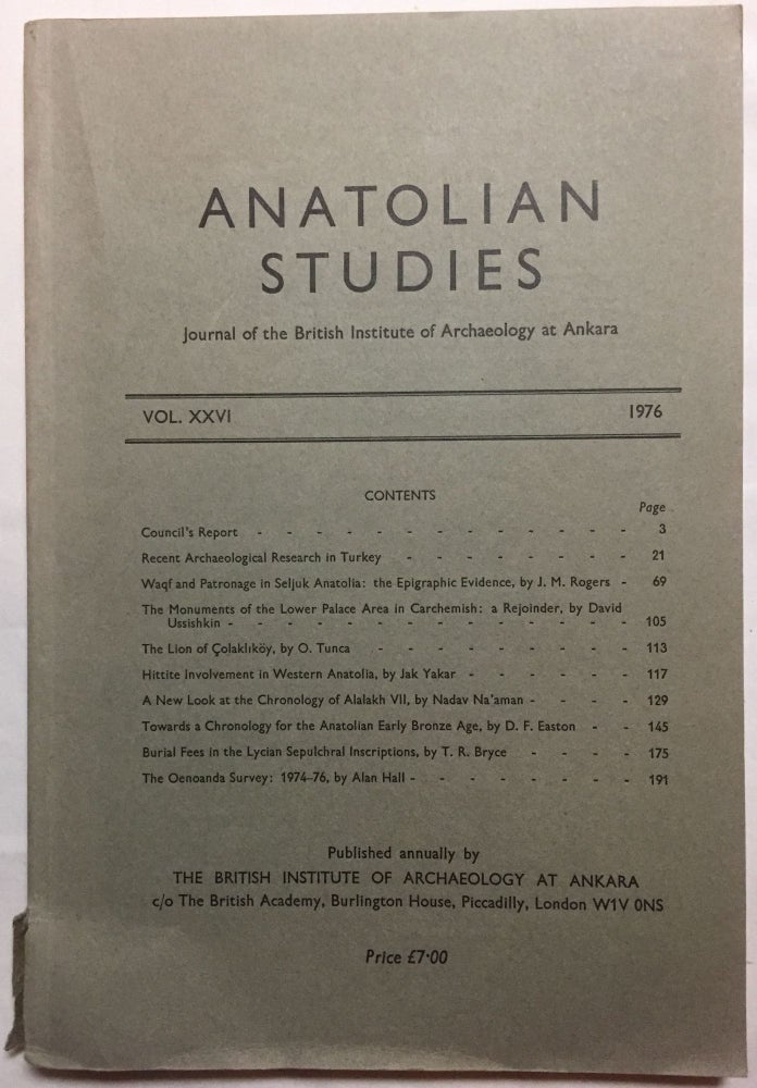 Item #M4665b Anatolian Studies. Journal of the British Institute of Archaeology at Ankara. Volume 26 (1976). AAE - Journal - Single issue.[newline]M4665b.jpg