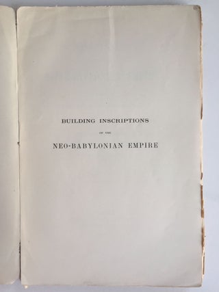 Item #M4695 Building Inscriptions of the Neo-Babylonian Empire. Part I Nabapolassar and...[newline]M4695.jpg