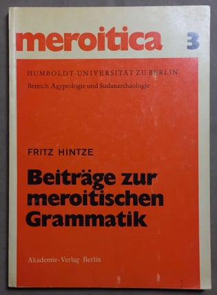 Item #M4713a Beiträge zur meroitischen Grammatik. HINTZE Fritz