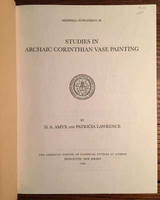 Studies in Archaic Corinthian Vase Painting