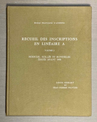 Item #M4767e Recueil des inscriptions en linéaire A. Vol. 2: Nodules, Scellés et Rondelles...[newline]M4767e-00.jpeg