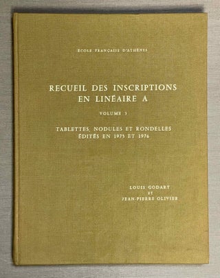 Item #M4767f Recueil des inscriptions en linéaire A. Vol. 3: Tablettes, nodules et rondelles...[newline]M4767f-00.jpeg