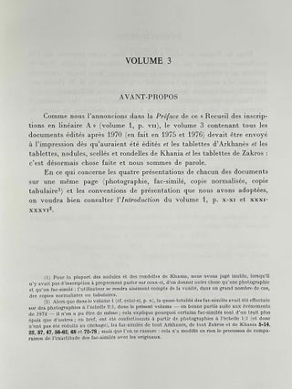 Recueil des inscriptions en linéaire A. Vol. 3: Tablettes, nodules et rondelles édités en 1975 et 1976.