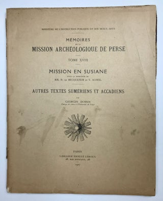 Item #M4775 Mission en Susiane. Autres Textes Sumériens et Accadiens. DOSSIN Georges[newline]M4775.jpeg