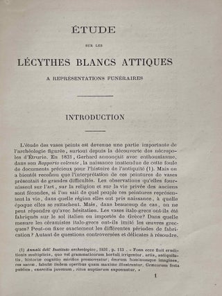 Etude sur les L&eacute;cythes blancs attiques &agrave; repr&eacute;sentations fun&eacute;raires