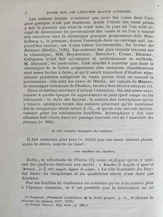 Etude sur les L&eacute;cythes blancs attiques &agrave; repr&eacute;sentations fun&eacute;raires