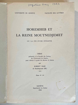 Horemheb et la reine Moutnedjemet, ou la fin d'une dynastie