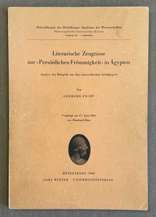 Item #M4869b Literarische Zeugnisse zur 'Persönlichen Frömmigkeit' in Ägypten....