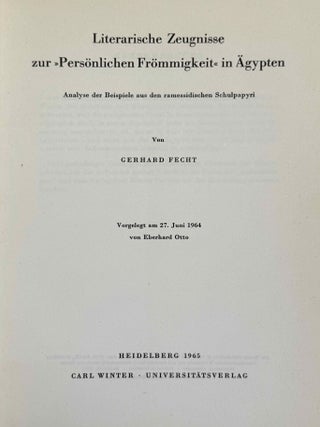 Literarische Zeugnisse zur 'Pers&ouml;nlichen Fr&ouml;mmigkeit' in &Auml;gypten. Analyse der Beispiele aus den ramessidischen Schulpapyri.[newline]M4869b-01.jpeg