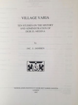 Village Varia. Ten Studies on the History and Administration of Deir el-Medîna.[newline]M4890-01.jpg