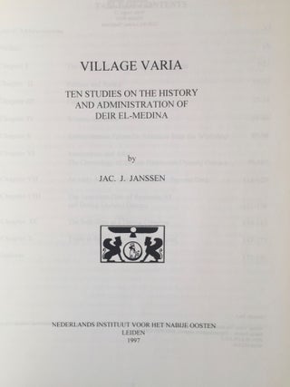 Village Varia. Ten Studies on the History and Administration of Deir el-Medîna.
