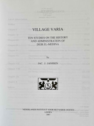 Village Varia. Ten Studies on the History and Administration of Deir el-Medîna.[newline]M4890c-02.jpeg