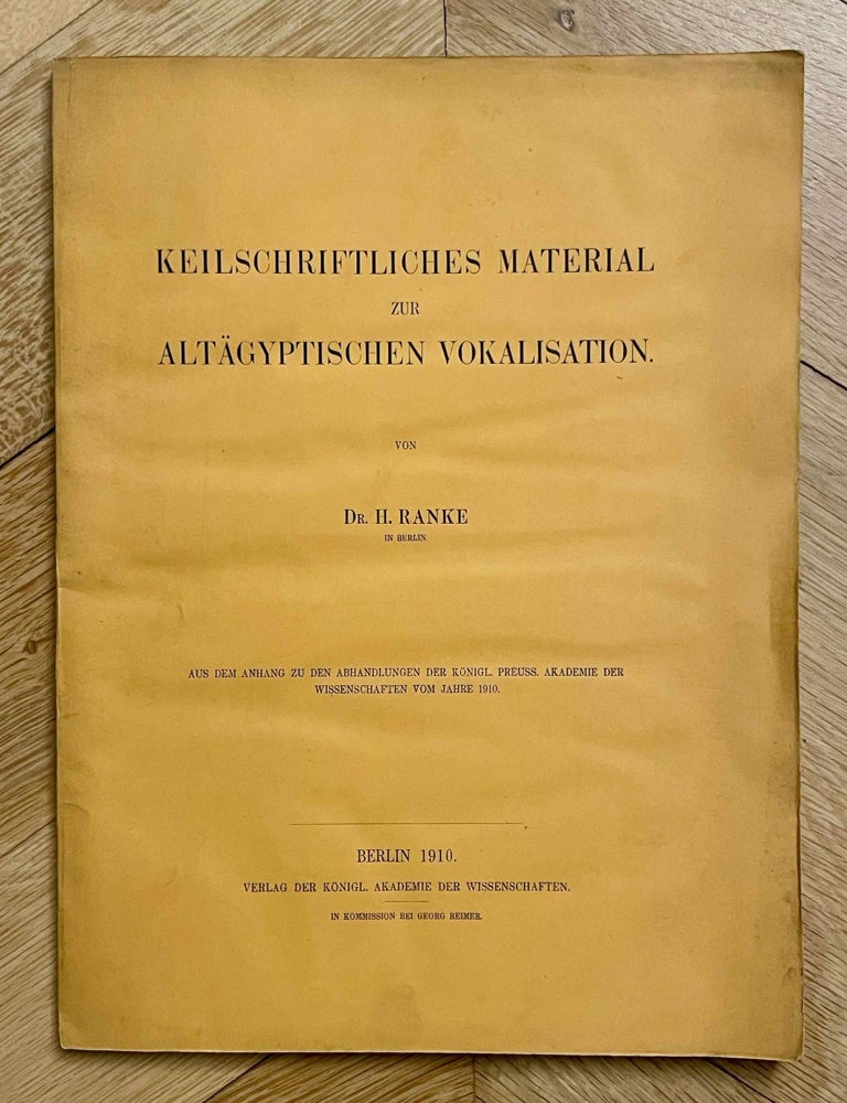 Item #M4891b Keilschriftliches Material zur alt&auml;gyptischen Vokalisation. RANKE Hermann.[newline]M4891b-00.jpeg