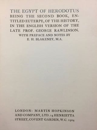 The Egypt of Herodotus: being the second book, entitled Euterpe, of the history, in the English version of the late Prof. George Rawlinson. With preface and notes by E. H. Blakeney, M.A.[newline]M4903-02.jpg