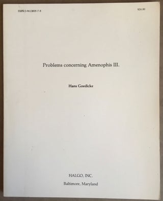Item #M4914 Problems concerning Amenophis III. GOEDICKE Hans
