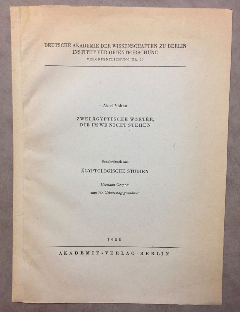 Item #M4923 Zwei &auml;gyptische W&ouml;rter, die im WB nicht stehen. VOLTEN Aksel.[newline]M4923.jpg