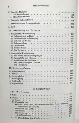 Die athletischen Leibesübungen der Griechen. II. Teil, I.Hälfte: Einzelne Sportarten. Lauf-, Sprung- und Wurfbewerbe