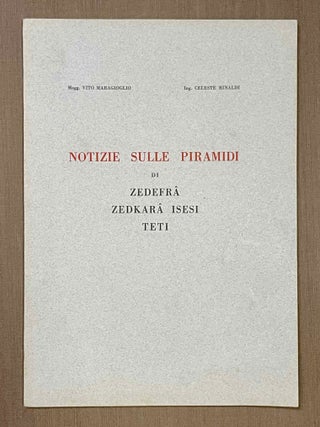 L'Architettura delle Piramidi Menfite. Parts II to VIII. Part II: La Piramide di Sechemkhet, La Layer Pyramid di Zauiet-el-Aryan e le minori piramidi attribuite alla III dinastia. [with:] Addenda. [with:] 2 Addenda. Part III: Il Complesso di Meydum, la Piramide a Doppia Pendenza e la Piramide Settentrionale in Pietra di Dahsciur. Part IV: La Grande Piramide di Cheope. Part V: Le Piramidi de Zedefra e di Chefren. Part VI: La Grande Fassa di Zauiet el-Aryan, la Piramide di Micerino, il Mastabat Faraun, la Tomba di Khentkaus. Part VII: Le Piramidi di Userkaf, Sahura, Neferirkara. La Piramide Incompiuta e le Piramidi minori di Abu Sir. Part VIII: La Piramide di Neuserra, la Small Pyramid di Abu Sir, la Piramide distrutta di Saqqara ed il Compleso di Zedkara Isesi e della sua Regina. With: Notizie sulle piramidi di Zedefr&acirc;, Zedkar&acirc; Isesi, Teti (complete set of 16 volumes)[newline]M4979c-39.jpeg