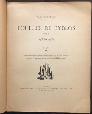 Fouilles de Byblos. Tome II (**): 2e volume de texte. 1933-1938.[newline]M4983-02.jpg