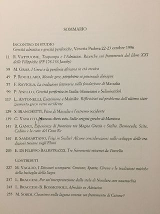 Hesperia, 10. Studi sulla grecita di Occidente.