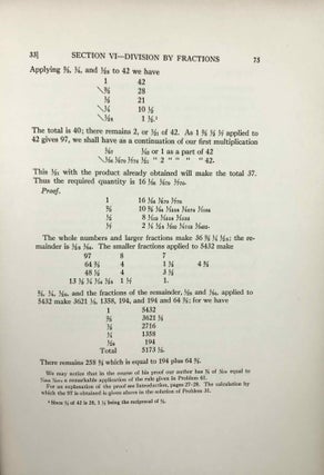 The Rhind mathematical papyrus, British Museum 10057 and 10058. Photographic facsimile, hieroglyphic transcription, transliteration, literal translation, free translation, mathematical commentary, and bibliography. Volume I (only): Free translation and commentary.