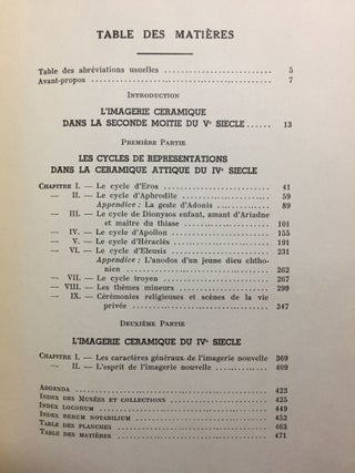 Les représentations dans la céramique attique du IVe siècle. Tome I: Texte. Tome II: Planches (complete set)