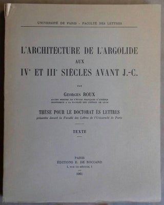 Item #M5147 L'Architecture de l'Argolide aux IVe et IIe s. avant J.-C. Texte et planches...[newline]M5147.jpg