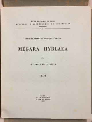 Mégara Hyblaea. 4. Le temple du IVe siècle. Texte et planches (complete set)[newline]M5156-01.jpg