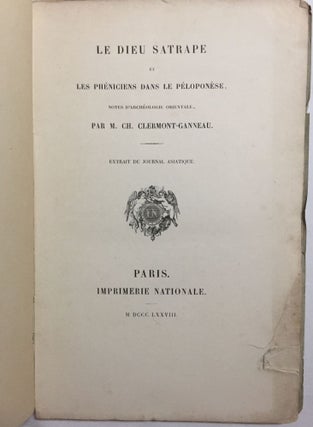 Le dieu Satrape et les Phéniciens dans le Péloponèse. Notes d'archéologie orientale.