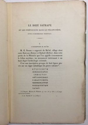 Le dieu Satrape et les Phéniciens dans le Péloponèse. Notes d'archéologie orientale.