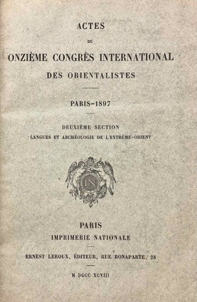 Actes du onzième congrès international des orientalistes. Paris - 1897. 5 volumes (complete)[newline]M5234-07.jpeg
