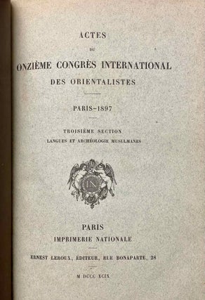 Actes du onzième congrès international des orientalistes. Paris - 1897. 5 volumes (complete)[newline]M5234-11.jpeg